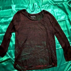 Rock republic knit red and black metallic top